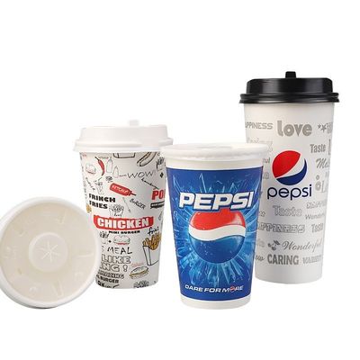 22oz 640ml পিই পিএলএ কোলা একক ব্যবহারের কাগজ কাপ কাগজ ঠান্ডা পানীয় কাপ 300gsm