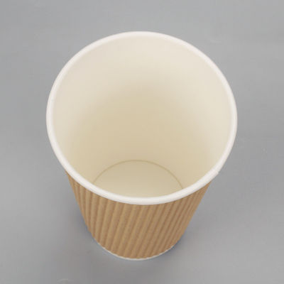 90 এমএম পিএস পিএলএ পুনর্ব্যবহারযোগ্য 12oz ক্রাফ্ট রিপল পেপার কাপ কফি জন্য ট্রিপল ওয়াল