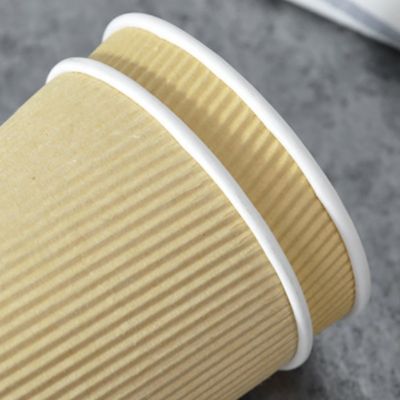 90 এমএম পিএস পিএলএ পুনর্ব্যবহারযোগ্য 12oz ক্রাফ্ট রিপল পেপার কাপ কফি জন্য ট্রিপল ওয়াল